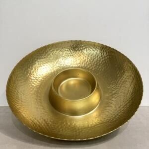 Garden Cottage Gilded Round Chip & Dip Gold Bowl Party Summer Fun Family SZ 0S